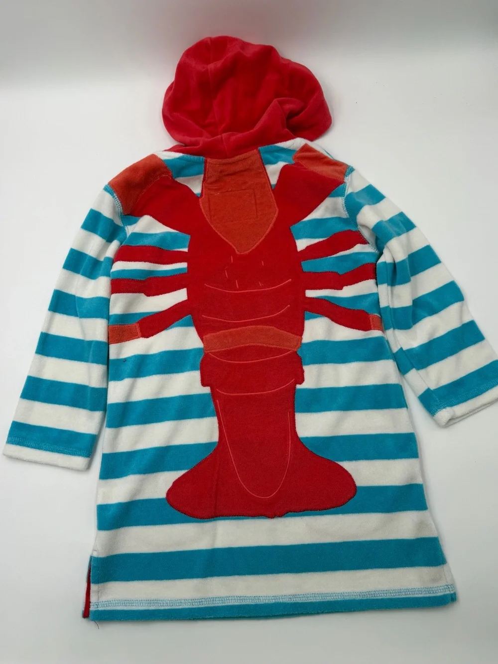 Mini Boden Lobster terry cloth swim hooded cover up 6-7